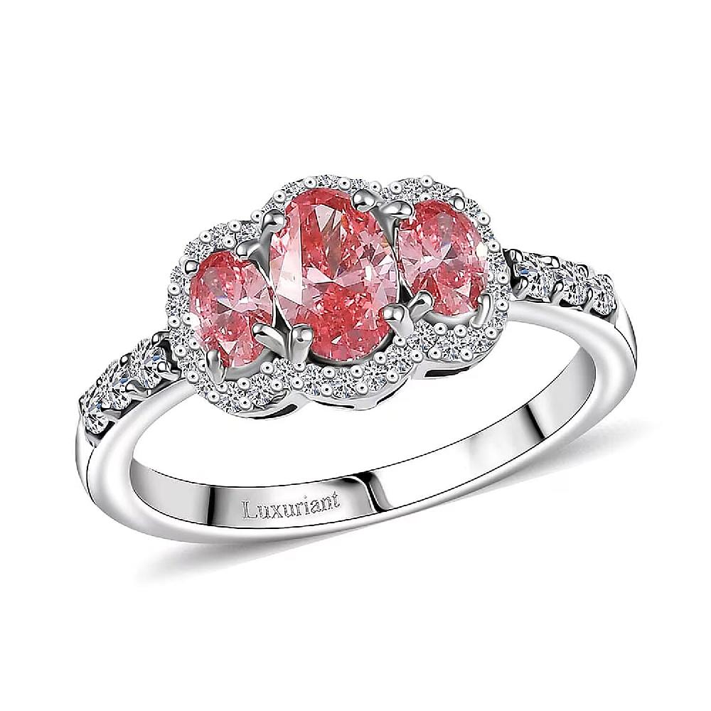 SGL Certified Luxuriant Lab Grown Pink Diamond Lab Grown Diamond Love Ring in 950 Platinum 1.25 ctw