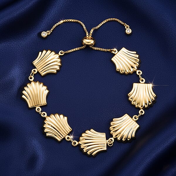 Shell Beaded Chain Bracelet In Goldtone (6.9In)