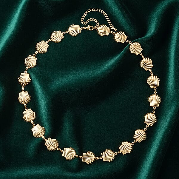 Shell Beaded Chain Necklace In Goldtone 20-22 Inches