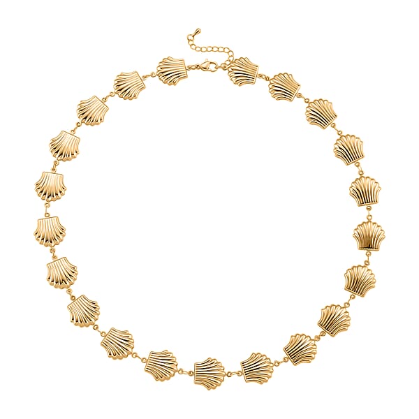 Shell Beaded Chain Necklace In Goldtone 20-22 Inches
