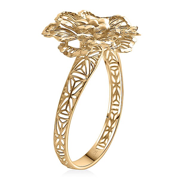10K Yellow Gold Floral Ring 1.60 Grams