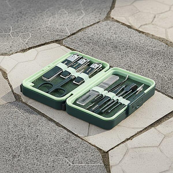 12pc Mini Travel Case Nail Kit- Green