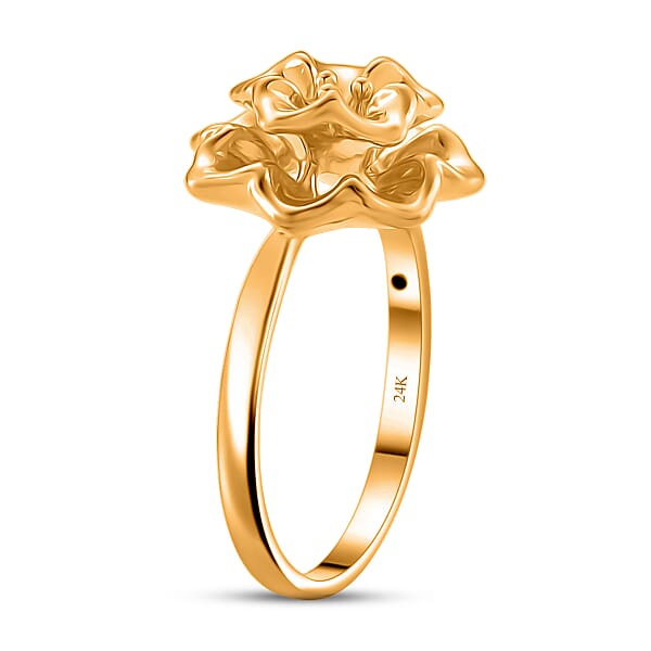 24K Yellow Gold Floral Ring 1 Grams