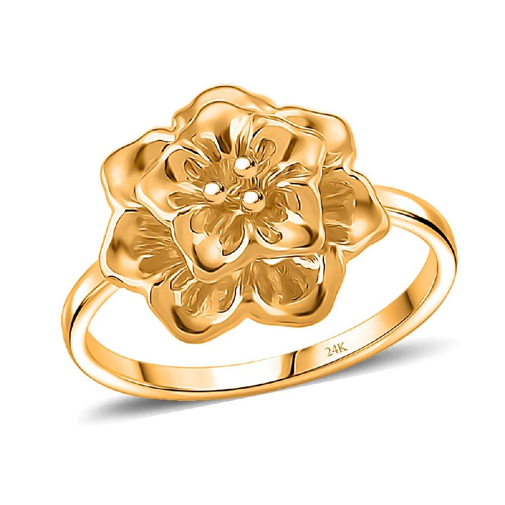 24K Yellow Gold Floral Ring 1 Grams