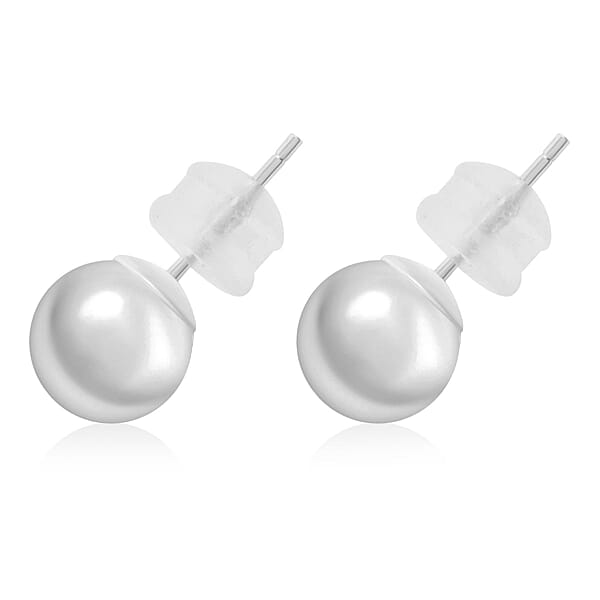 7mm Ball Stud Earrings In 14K White Gold