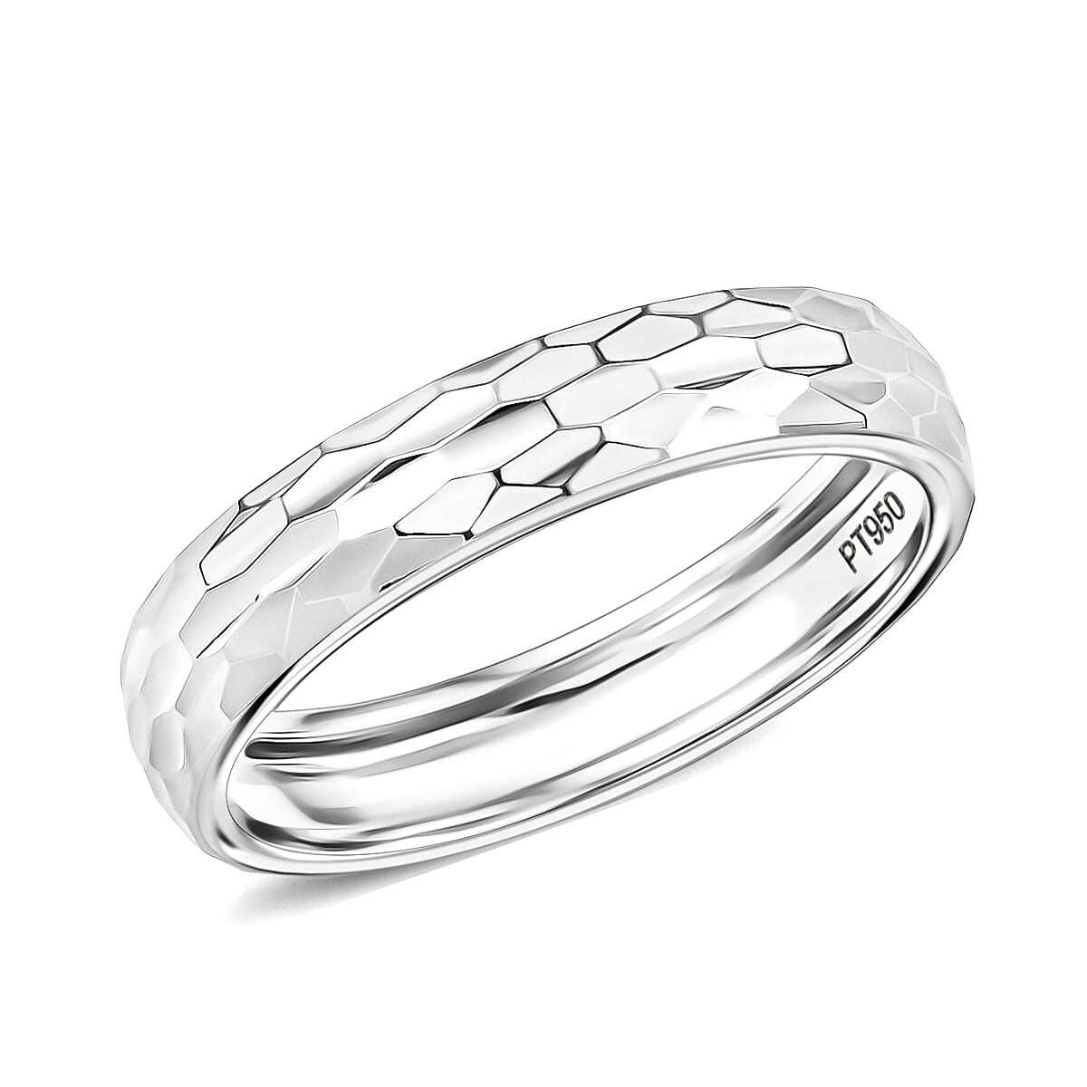 950 Platinum Diamond-Cut Band Ring (4 Grams)