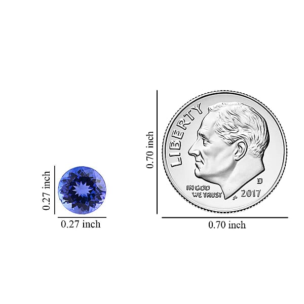 AAAA VIVID Tanzanite (Rnd 7 Mm) 1.30 Ctw