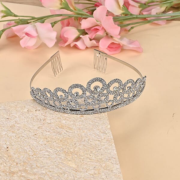 Austrian Crystal Tiara In Silvertone