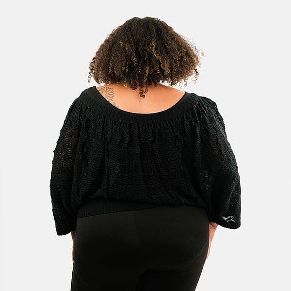BCBG Black Convertible Open Knit Blouse - S