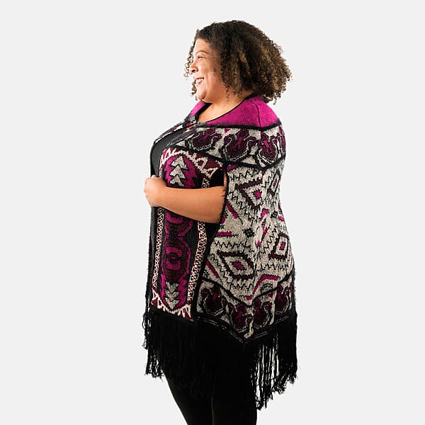 BCBG Wine Baroque Poncho - S/M