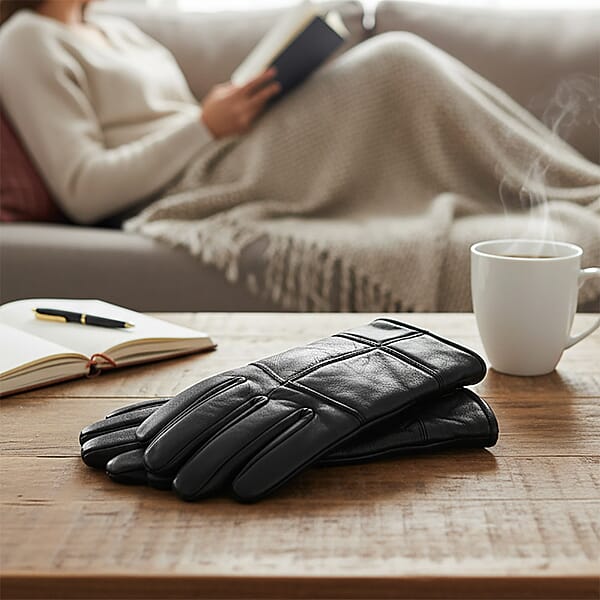 Black 100% Genuine Leather Gloves