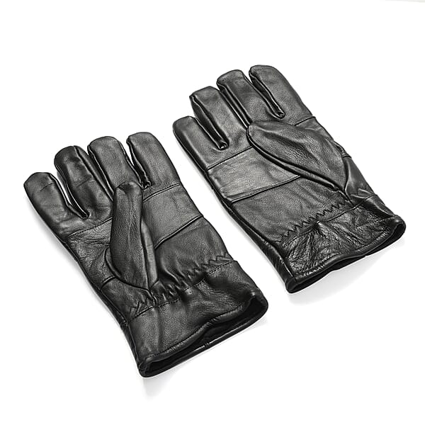 Black 100% Genuine Leather Gloves