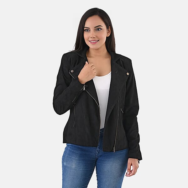 Black Genuine Lamb Leather Jacket - M
