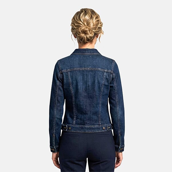Blue Dark Wash Stylish Denim Jacket - S