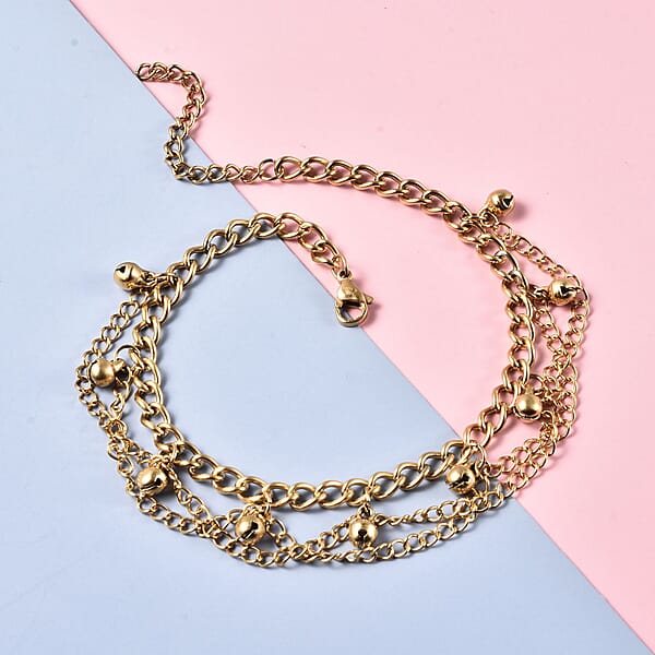 Charm Anklet In Goldtone (9-11 In)