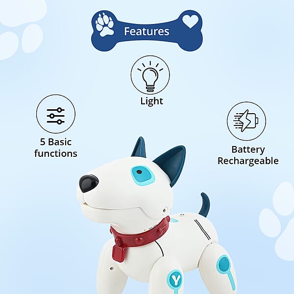 Closeout White And Blue Dog Robot