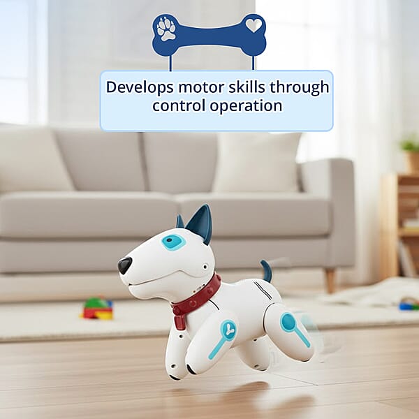Closeout White And Blue Dog Robot