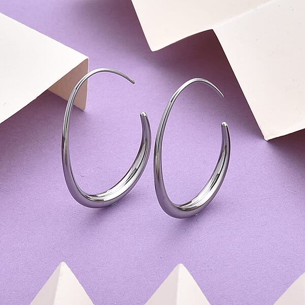 Curved Hoop Earrings In Stainless Steel