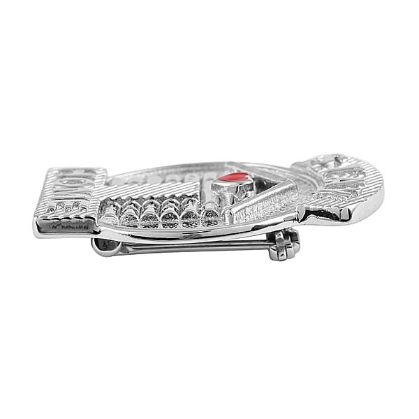 Enameled Stay Home Brooch In Platinum Bond