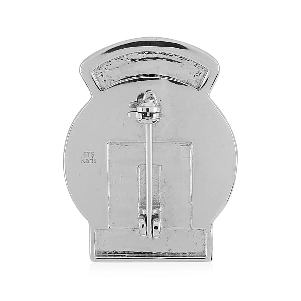 Enameled Stay Home Brooch In Platinum Bond