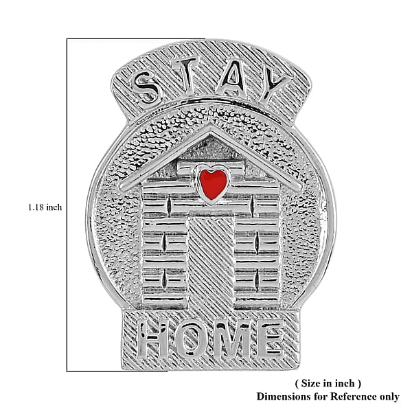 Enameled Stay Home Brooch In Platinum Bond