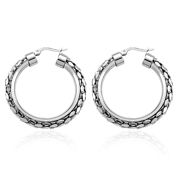 Facet Hoop Earrings In Stainless Steel