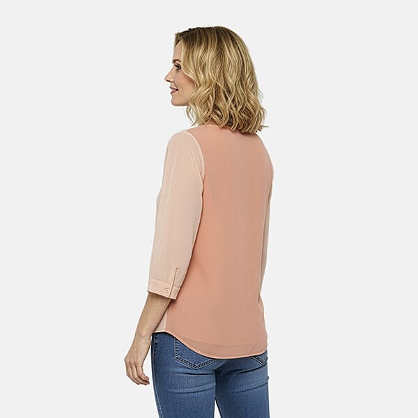 FOREVER21 Peach 3/4 Sleeve Woven Blouse - S