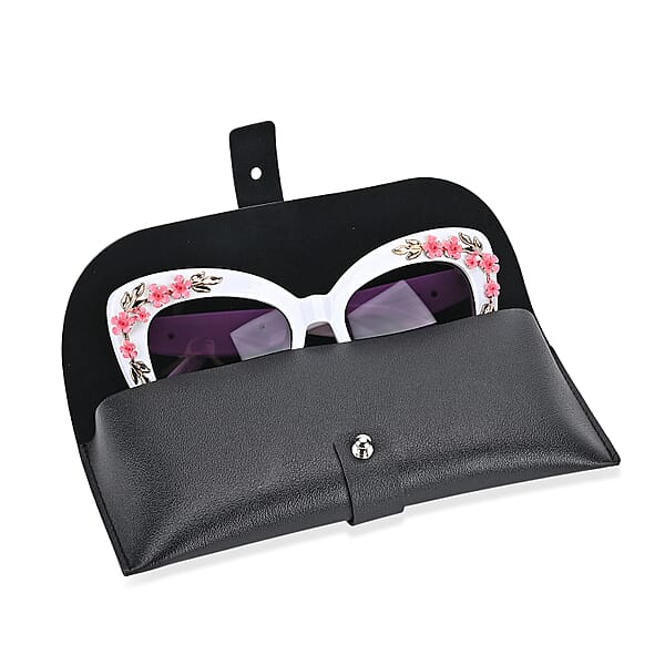 Gray UV400 Sunglasses With White Frame