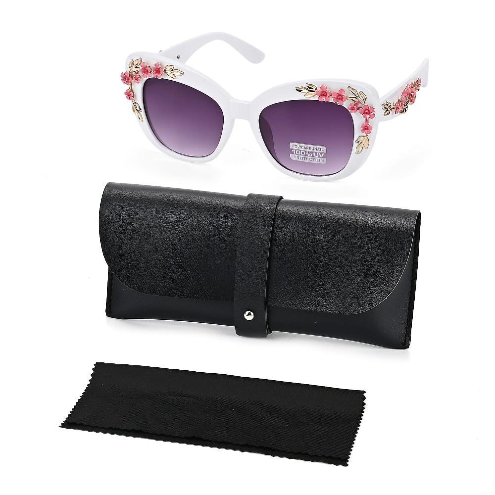 Gray UV400 Sunglasses With White Frame