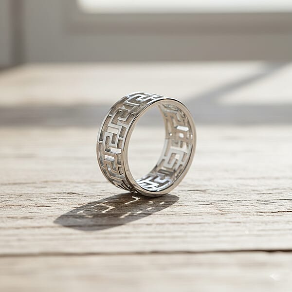 Greek Key Band Ring In Stainless Steel