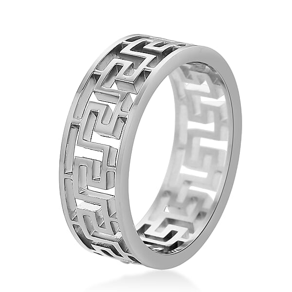 Greek Key Band Ring In Stainless Steel