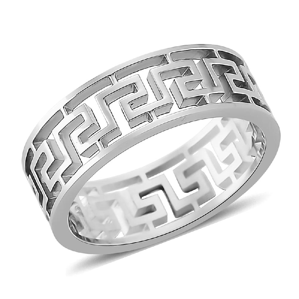 Greek Key Band Ring in Stainless Steel
