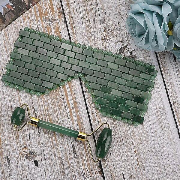 Green Aventurine Eye Mask With Face Roller