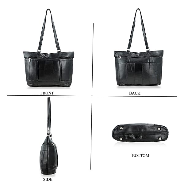 La Marey Black Genuine Leather Tote Bag