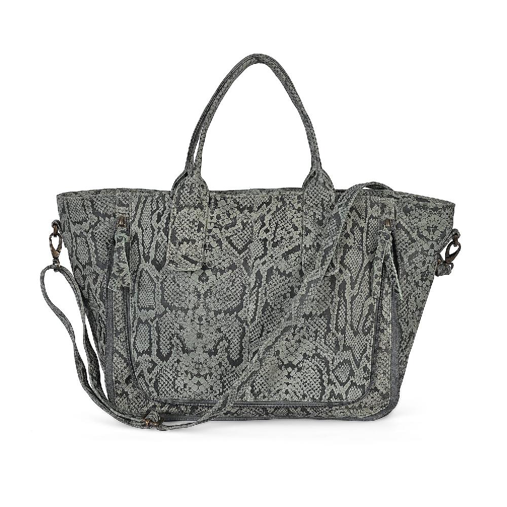 LA MAREY Gray 100% Genuine Leather Tote Bag