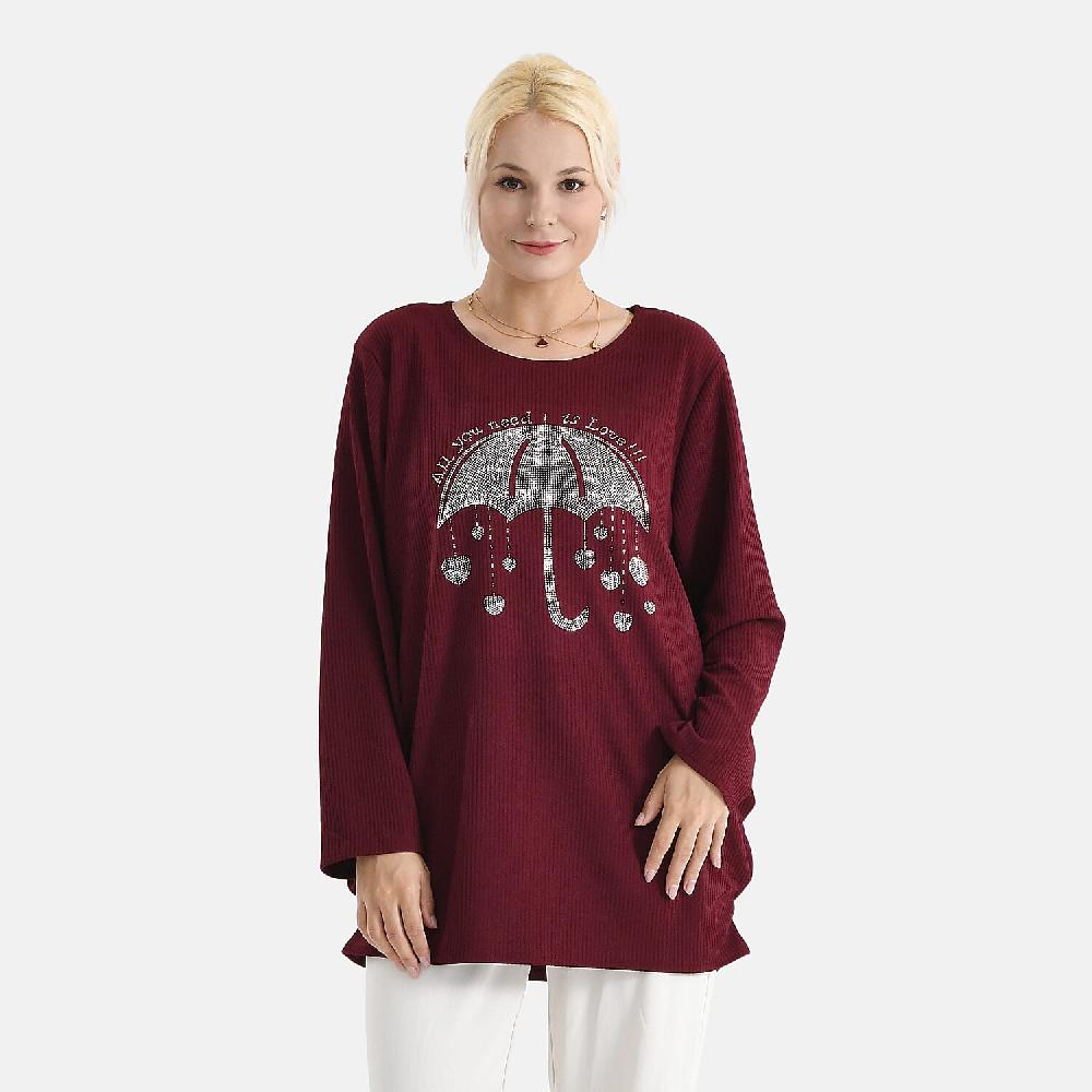 La Marey Red Long Sleeve Ribbed Top