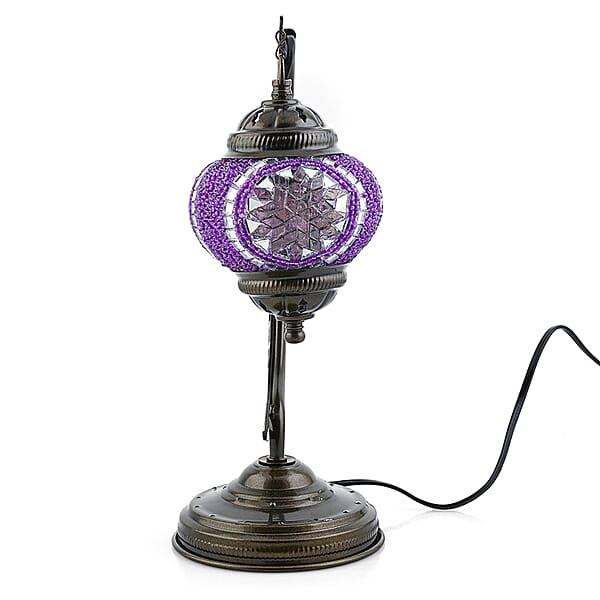 Lavender Glass Crescent Turkish Lamp