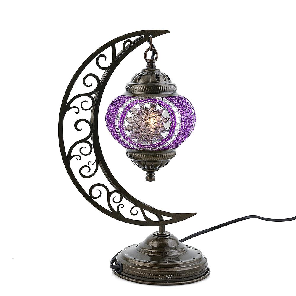 Lavender Glass Crescent Turkish Lamp