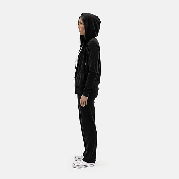LEEHANTON Ladies Black Velour Track Suit - L
