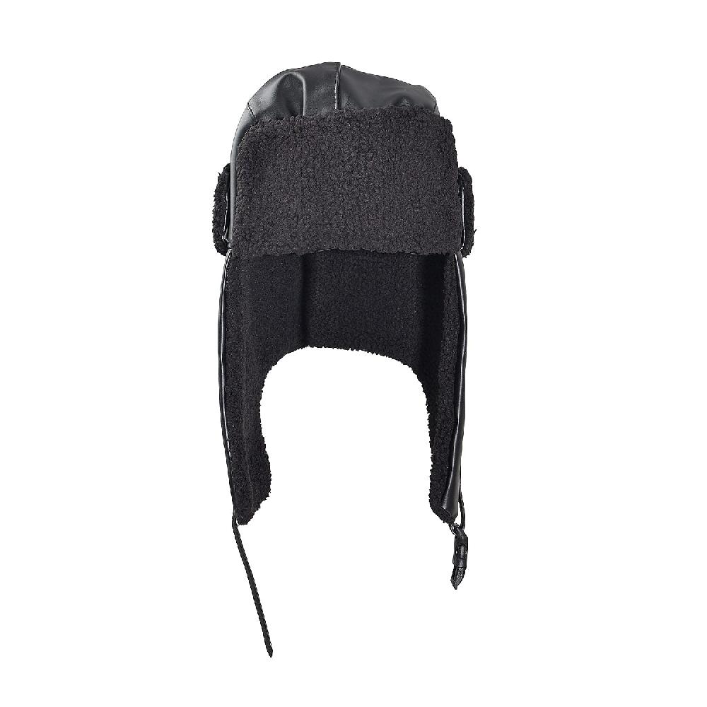 Livmore Black Faux Leather Trapper Hat