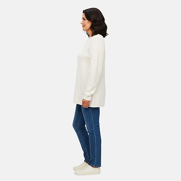 LOVE RYAN White Knitted Chenille Sweater - S