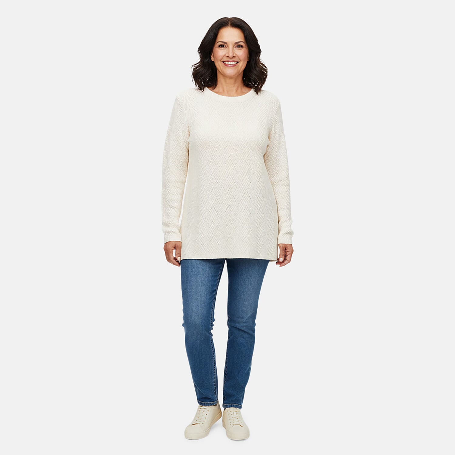 LOVE RYAN White Knitted Chenille Sweater - S