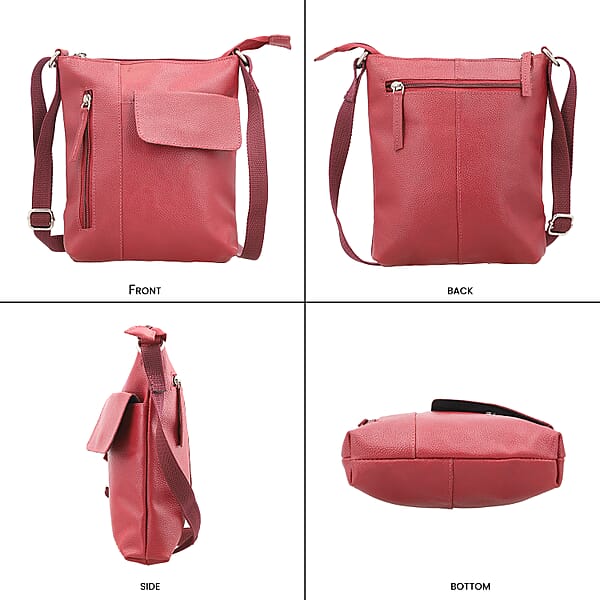 Magenta Genuine Leather Crossbody Bag