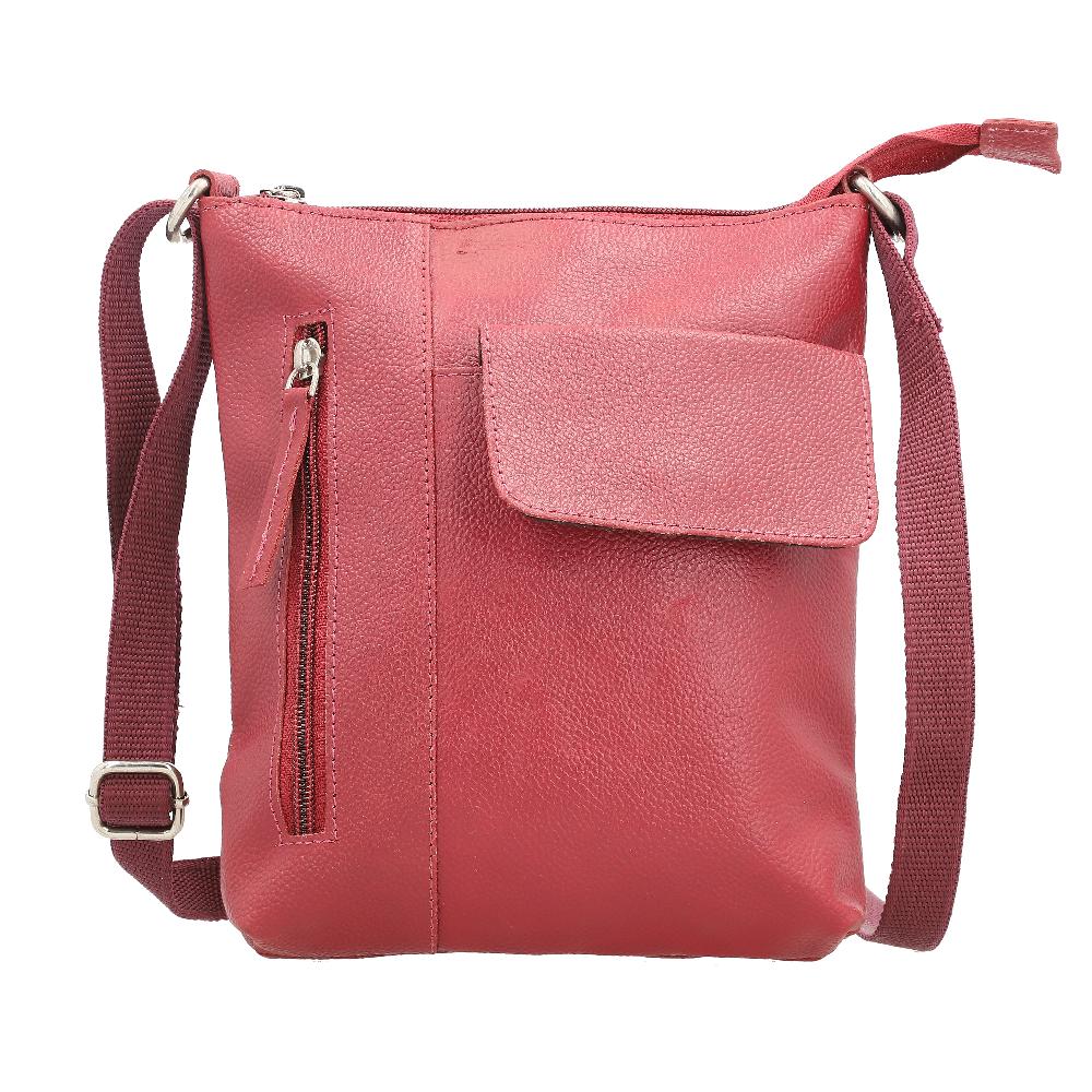Magenta Genuine Leather Crossbody Bag