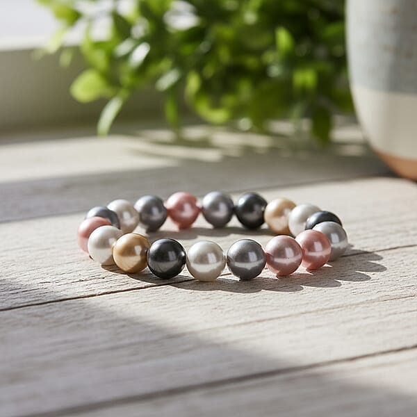 Multi Color Shell Pearl Stretch Bracelet