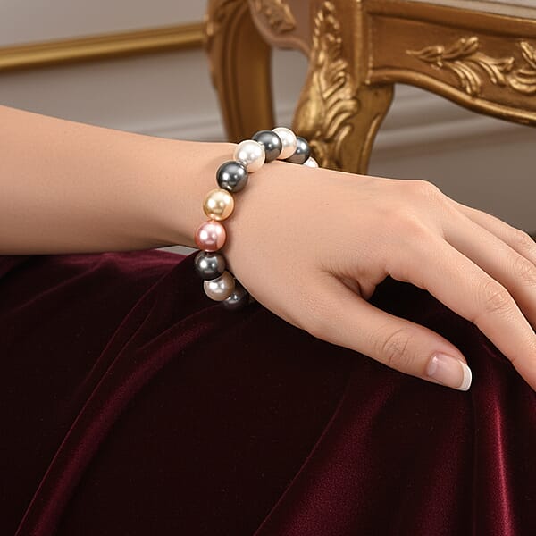 Multi Color Shell Pearl Stretch Bracelet