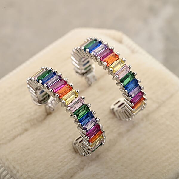 Multi Gemstone Earrings In Silvertone