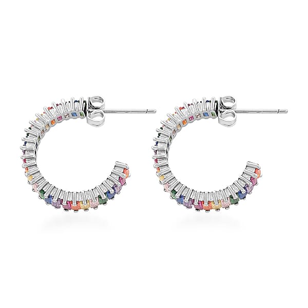 Multi Gemstone Earrings In Silvertone