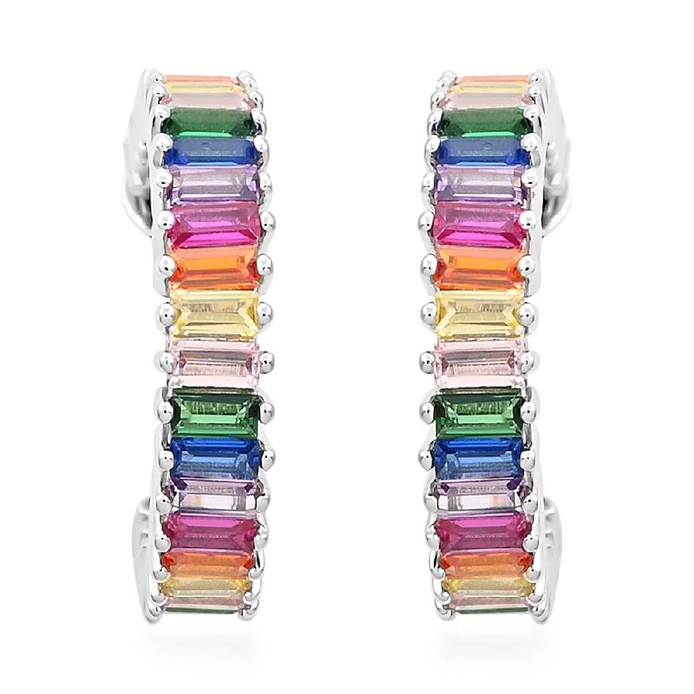 Multi Gemstone Earrings in Silvertone