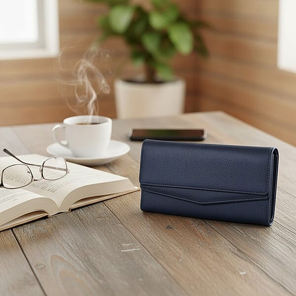 Passage Black Faux Leather 2 Flap Wallet